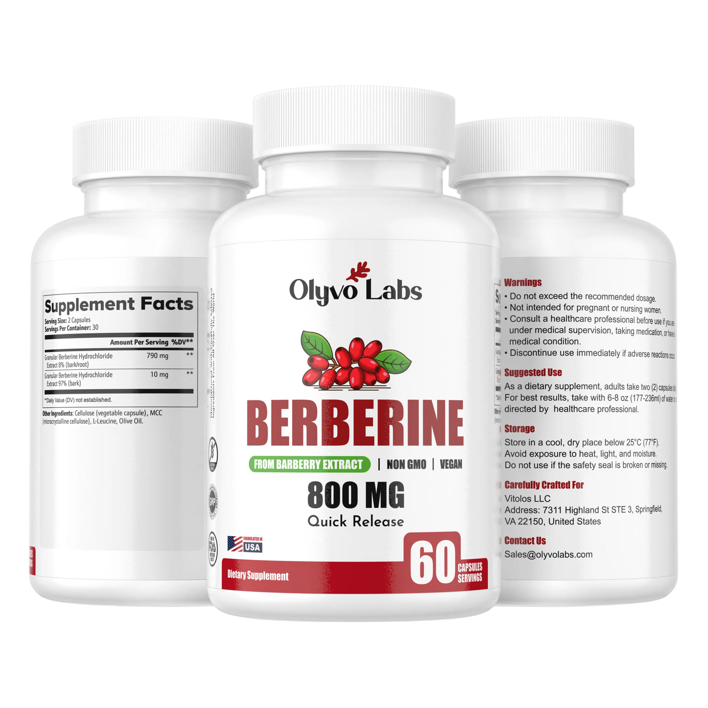 BERBERINE QUICK RELEASE CAPSULES- 60 CAPSULES