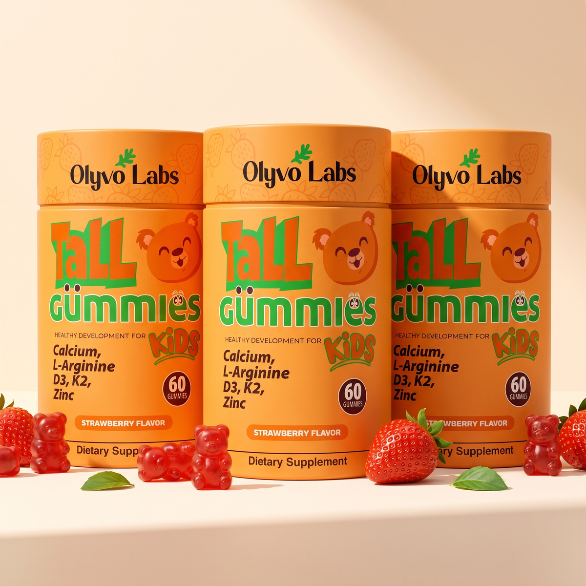 Three canisters of Tall Gummies, 90-day supply